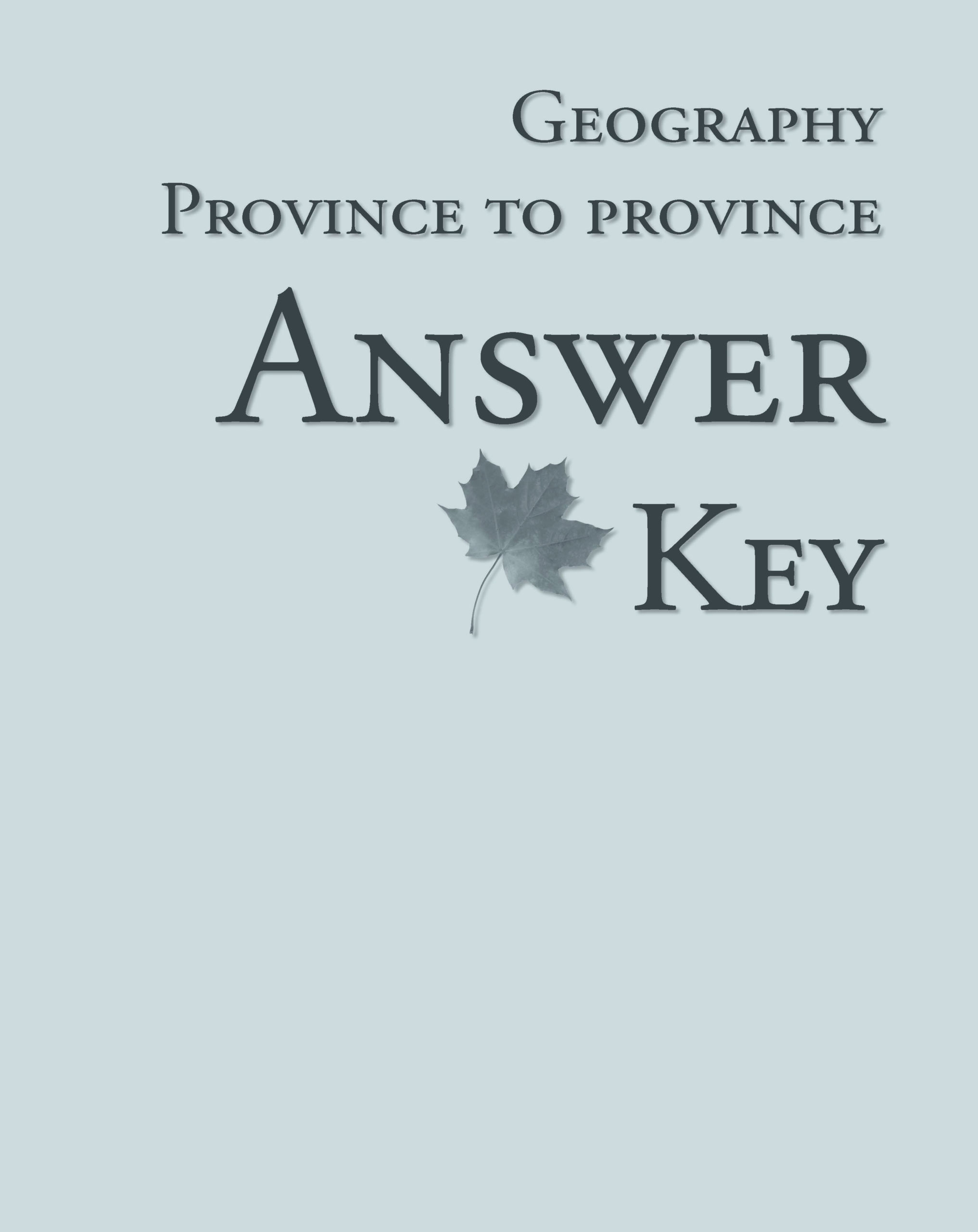 Geography, Province to Province Members Answer Key Northwoods Press